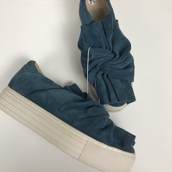 Kenneth Cole Reaction Shoes - Kenneth Cole Reaction Platform Blue Suede Sneakers